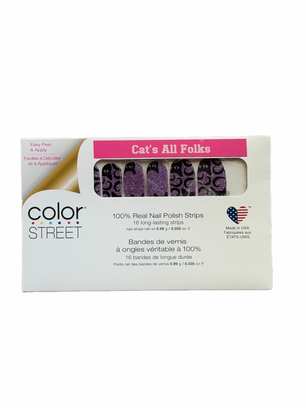 Color Street Cat's All Folks Purple Glitter & Leopard Nail Strips